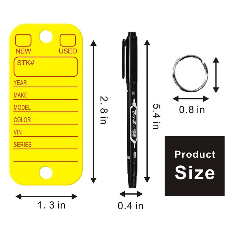 KIUKIUO 500 Pcs PVC Tags with Labels and Rings, Car Key for Organization, Identifiers, and Luggage Tags with 4 Pcs Markers, Plastic Keychain Tags for Car, Truck, and Dealer Use - Image 2